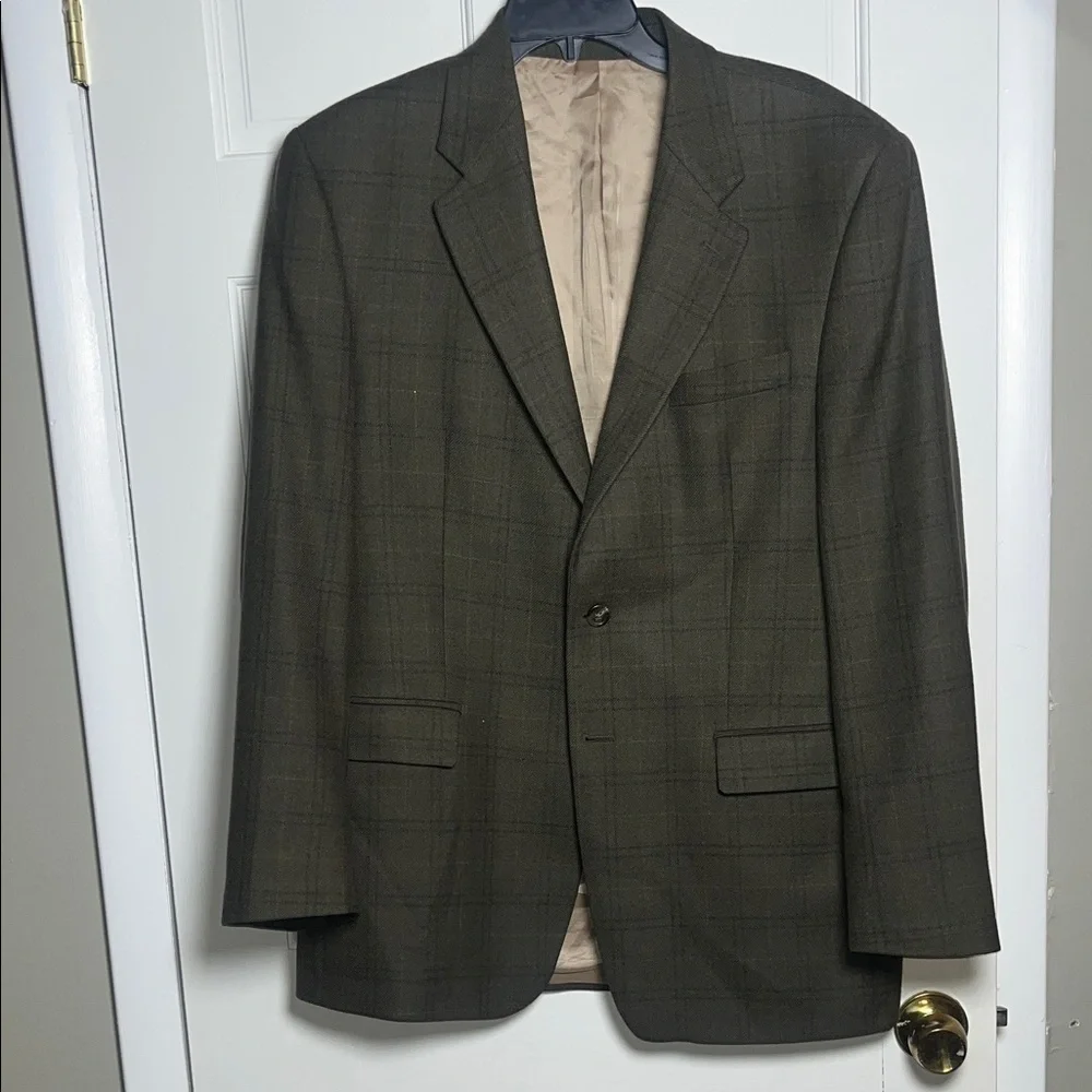 Lauren Ralph Lauren Men's Lambswool Green Brown Tan Plaid Blazer 42L